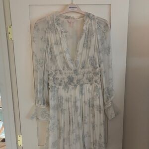 Rebecca Taylor Cream and Gray Ruffle Dress